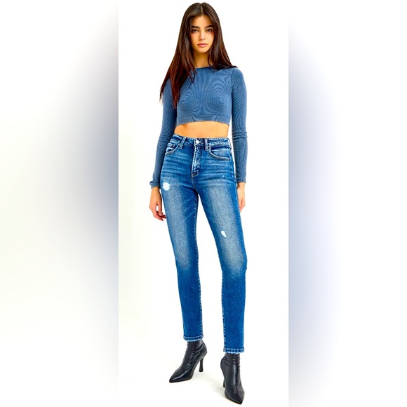 NWT RISEN TUMMY CONTROL HIGH RISE ANKLE SKINNY JEANS - Picture 1 of 4